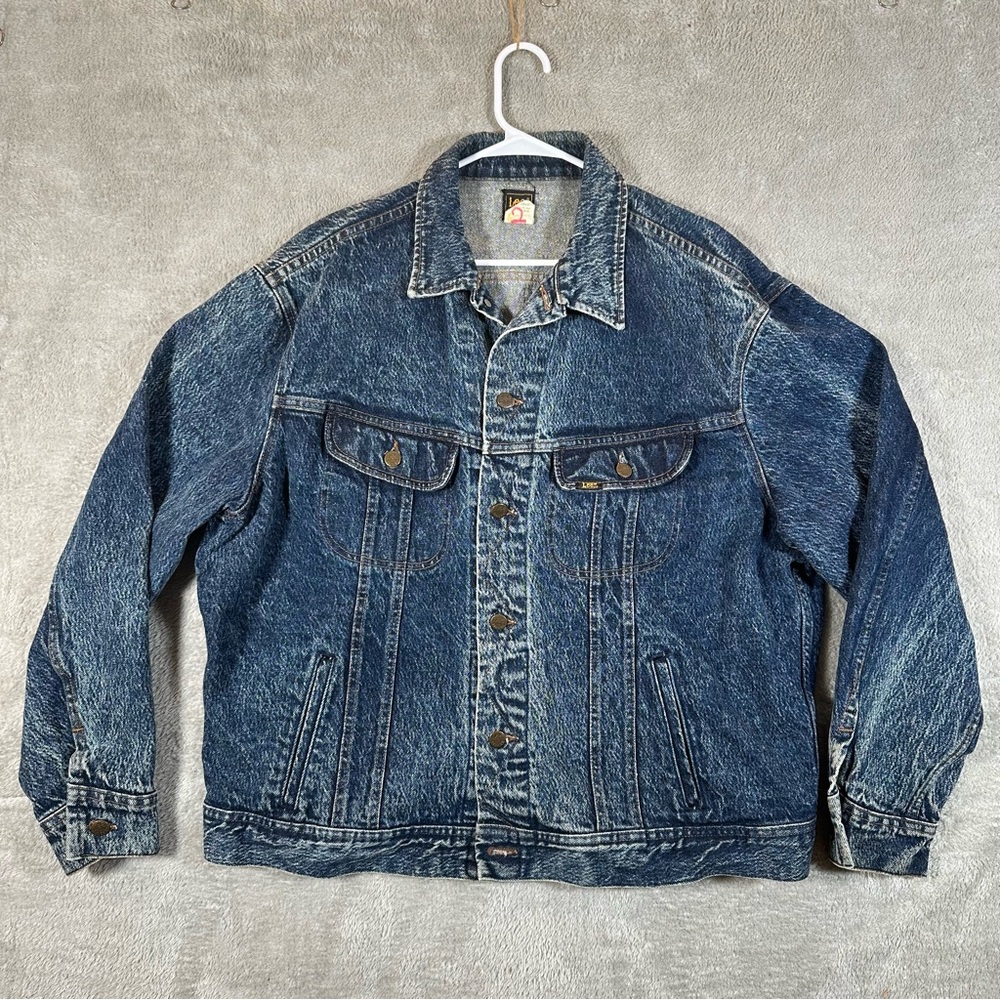 Vtg 80s 90s LEE Riders Acid Wash Denim Jean Jacket Blue - Men's XL - Made in USA